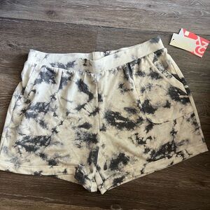 REFINERY29 Navy Blue Cream Tye Dye XL Lounge Casual Shorts Pockets New With Tags